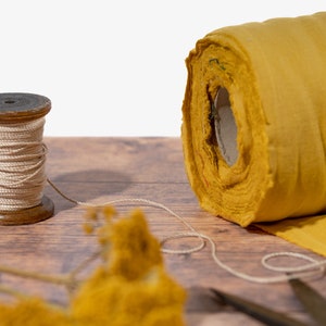 Honey Yellow Linen Fabric by the Metre, Soft Lithuanian Linen, OEKO Tex Certified Washed Linen, 205 gsm, 145cm 57 Width image 5