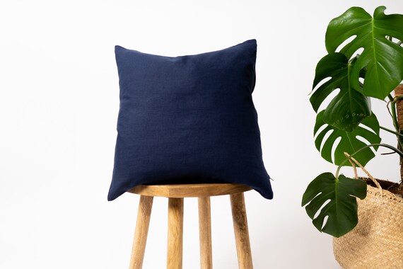 Navy clearance linen cushion