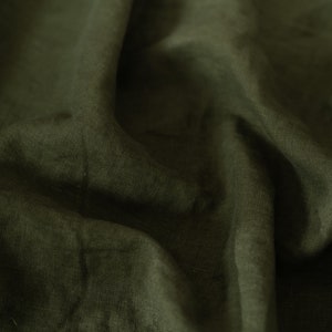 Avocado Green Linen Fabric by the Metre, OEKO Tex Certified Washed Lithuanian Linen 205 gsm, 145cm 57 Width Metre (39")