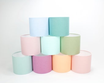 Pastel Colour Linen Lampshades, Stonewashed Drum Pastel Lampshade, UNO Minimalist Lampshade for Table Lamps or Ceiling Light Shades