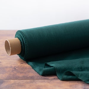 Dark Forest Green Linen Fabric by the Metre, OEKO Tex Certified Washed and Softened Lithuanian Linen 205 gsm, 145cm 57 Width image 5