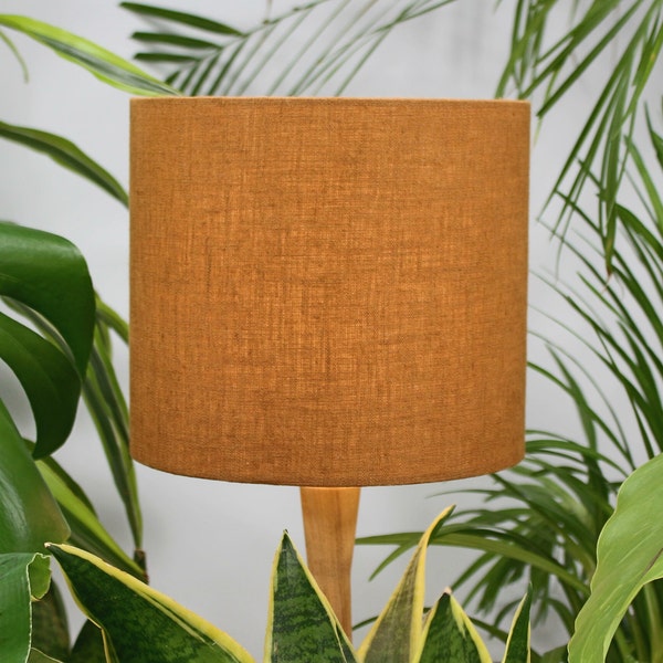 Linen Rust Lampshade, Rusty Orange Lampshade for Table Lamp, Floor or Pendant Ceiling Light Shade, UNO Drum Lamp Shade