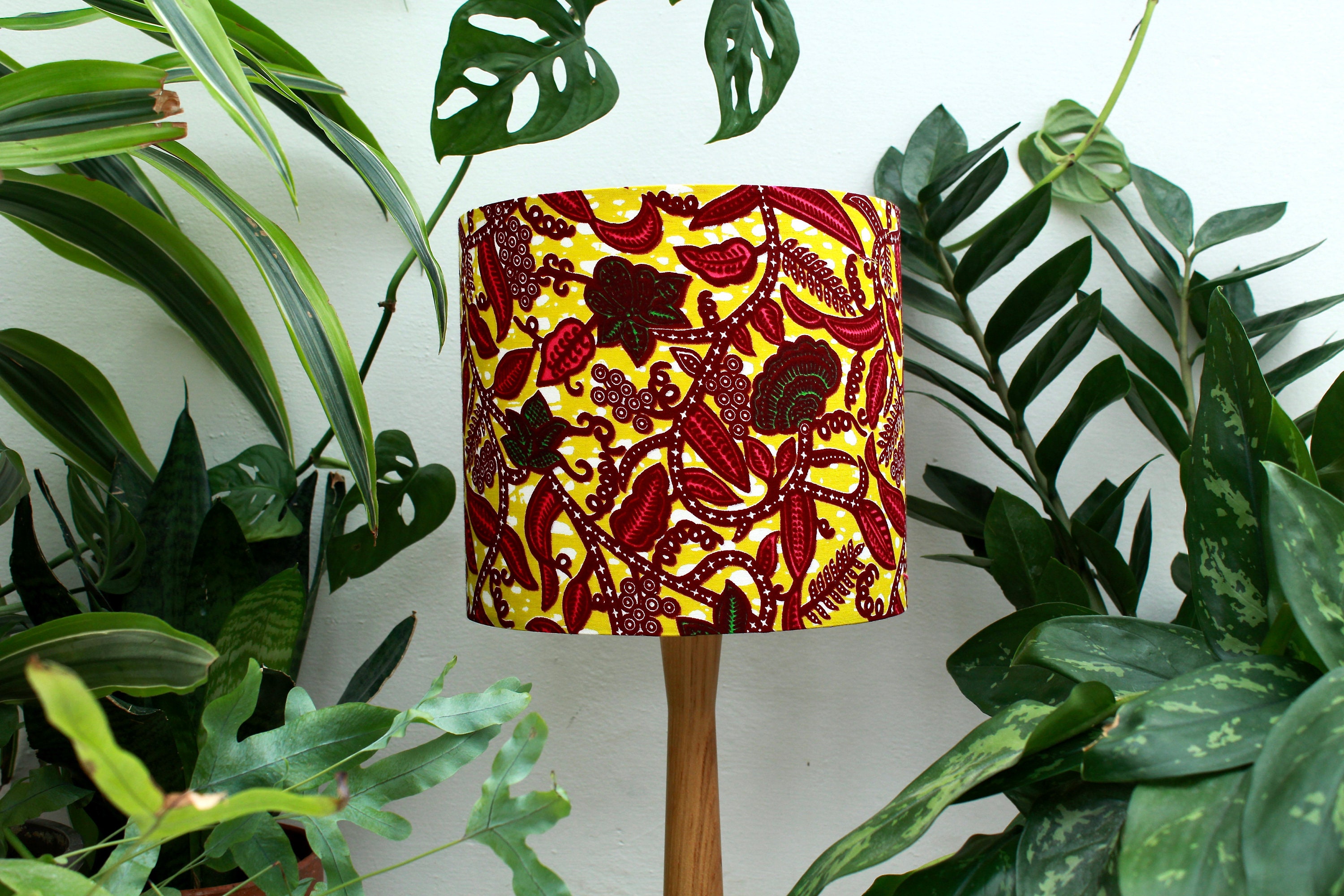 Light Lime Green Wax Print African Lamp Shade Floral 