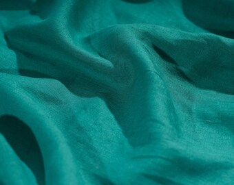 Emerald Green Linen Fabric by the Metre, Soft Lithuanian Linen, OEKO Tex Certified Washed Linen, 205 gsm, 145cm (57") Width