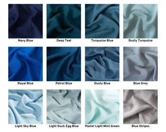 Blue Linen Fabrics by the Metre, Washed Softened Lithuanian Linen Fabric, 205 gsm, 145cm (57") Width, OEKO-Tex Certified