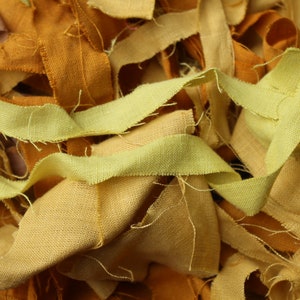 150g Linen Fabric Strip Packs, Frayed Ribbon Scraps for Crafting or Gift Wrap Yellows