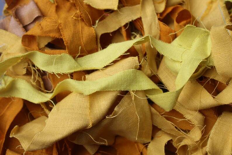 150g Linen Fabric Strip Packs, Frayed Ribbon Scraps for Crafting or Gift Wrap Yellows