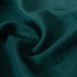 Dark Forest Green Linen Fabric by the Metre, OEKO Tex Certified Washed and Softened Lithuanian Linen 205 gsm, 145cm 57 Width image 2