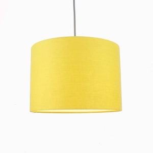 Linen Yellow Lampshades, Linen Lampshade for Table Lamp, Floor or Pendant Ceiling Light Shade, Yellow UNO Drum Lampshade 20cm 30cm 40cm image 6