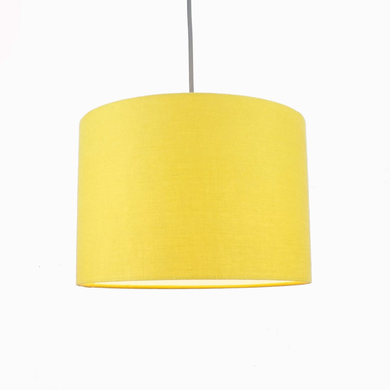 Linen Yellow Lampshades, Linen Lampshade for Table Lamp, Floor or Pendant Ceiling Light Shade, Yellow UNO Drum Lampshade 20cm 30cm 40cm image 6