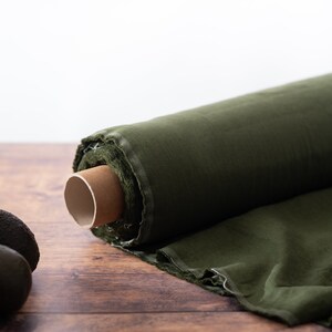 Avocado Green Linen Fabric by the Metre, OEKO Tex Certified Washed Lithuanian Linen 205 gsm, 145cm 57 Width image 7