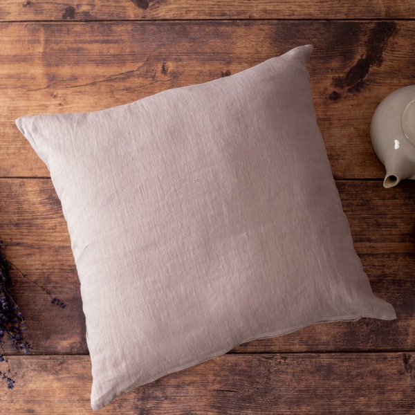 Coconut Milk Linen Cushions, Light Grey Cushion, 100% Linen Cushion Covers, Zipper Cushion Cover, Throw Pillow Covers 45cm x 45cm (18")