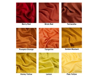 Yellow & Orange Linen Fabrics by the Metre, OEKO Tex Certified Pure Washed Linen Fabric, 205 gsm, 145cm (57")