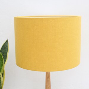 Linen Yellow Lampshades, Linen Lampshade for Table Lamp, Floor or Pendant Ceiling Light Shade, Yellow UNO Drum Lampshade 20cm 30cm 40cm image 5