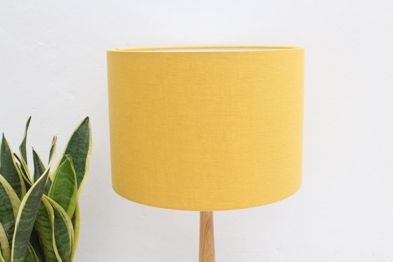 Linen Yellow Lampshades, Linen Lampshade for Table Lamp, Floor or Pendant Ceiling Light Shade, Yellow UNO Drum Lampshade 20cm 30cm 40cm image 5