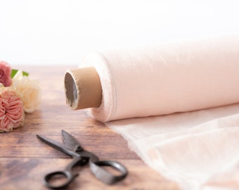 Pale Pink Linen Fabric by the Metre, OEKO Tex Certified Washed and Softened Lithuanian Linen 205 gsm, 145cm (57") Width