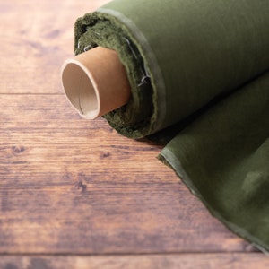 Avocado Green Linen Fabric by the Metre, OEKO Tex Certified Washed Lithuanian Linen 205 gsm, 145cm 57 Width image 8