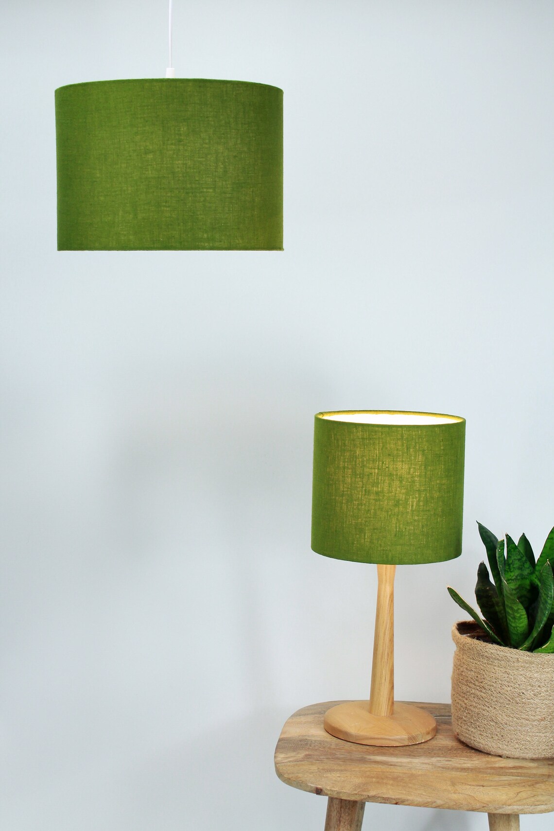 Moss Green Linen Lampshade Green Lamp Shade Drum Lampshade Etsy