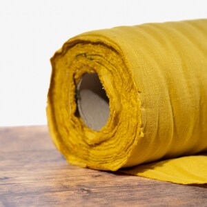 Honey Yellow Linen Fabric by the Metre, Soft Lithuanian Linen, OEKO Tex Certified Washed Linen, 205 gsm, 145cm 57 Width image 6