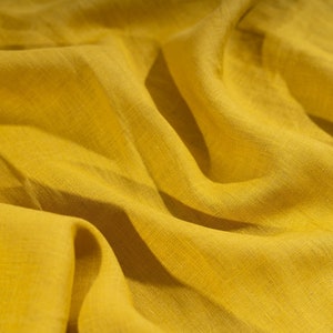 Honey Yellow Linen Fabric by the Metre, Soft Lithuanian Linen, OEKO Tex Certified Washed Linen, 205 gsm, 145cm 57 Width Metre (39")