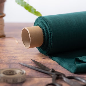 Dark Forest Green Linen Fabric by the Metre, OEKO Tex Certified Washed and Softened Lithuanian Linen 205 gsm, 145cm 57 Width image 4