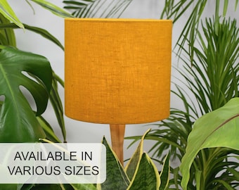 Linen Golden Mustard Yellow Lampshade for Table Lamp, Floor or Ceiling Light Shade, Drum Ochre Lamp Shade 20cm 30cm 40cm