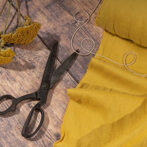 Honey Yellow Linen Fabric by the Metre, Soft Lithuanian Linen, OEKO Tex Certified Washed Linen, 205 gsm, 145cm 57 Width image 8