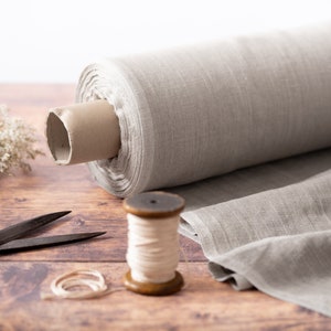 Heavyweight Natural Linen Fabric by the Metre 290 gsm, OEKO Tex Certified Washed Lithuanian Linen, 145cm (57&quot;) Width