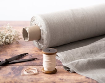 Heavyweight Natural Linen Fabric by the Metre 290 gsm, OEKO Tex Certified Washed Lithuanian Linen, 145cm (57") Width