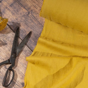 Honey Yellow Linen Fabric by the Metre, Soft Lithuanian Linen, OEKO Tex Certified Washed Linen, 205 gsm, 145cm 57 Width image 3