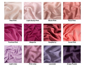 Purple & Pink Linen Fabrics by the Metre, OEKO Tex Certified Washed and Softened Lithuanian Linen 205 gsm, 145cm (57") Width