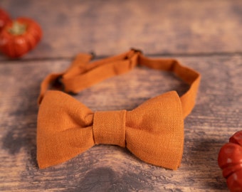 Orange Linen Bow Tie