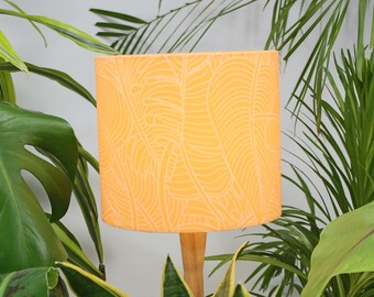 Yellow Monstera Leaf Tropical Lampshade, Patterned Mustard Yellow Lamp Shade, Jungle Lampshade for Ceiling Light Shade, Floor or Table Lamp