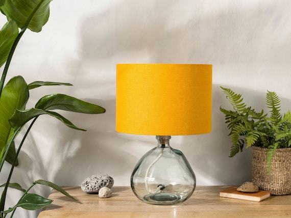 Leinen Golden Senfgelb Lampenschirm für Tischlampe, Steh oder Decken Licht Schirm, Trommel Ocker Lampenschirm 20 cm 30 cm 40 cm