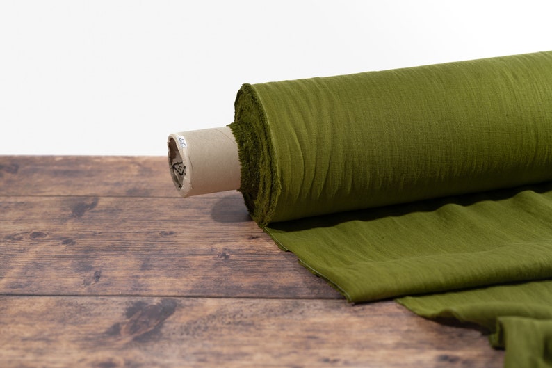 Tissu pur lin vert mousse au mètre Lin lituanien certifié OEKO Tex Doux et lavé 205 g/m², 145 cm 57 de largeur image 6