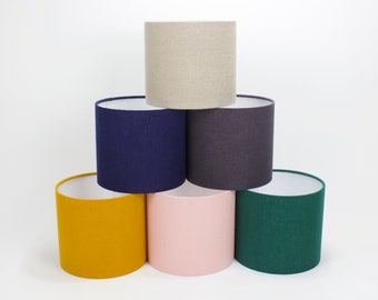 Linen Drum Lampshade, Handmade Minimalist Light Shade
