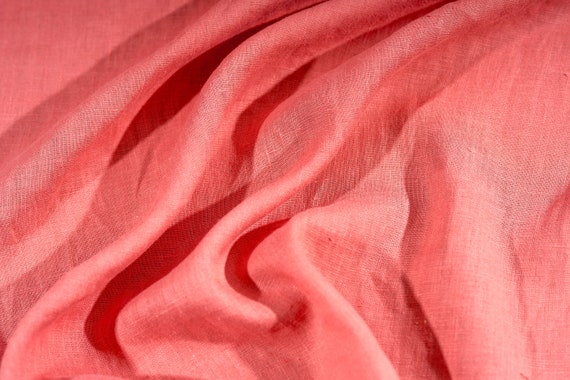 Washed Coral Pink Linen Fabric by the Metre