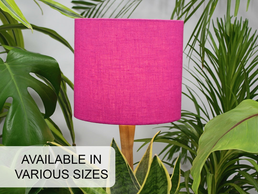 Linen Hot Pink Lamp Shade UNO Drum Bright Fuchsia Pink Etsy