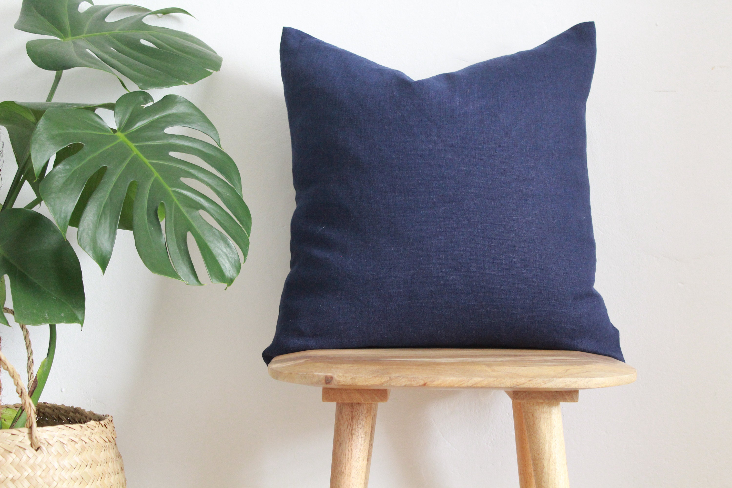 Navy Blue Linen Cushion Cover Linen Pillow Covers 100 Linen Etsy