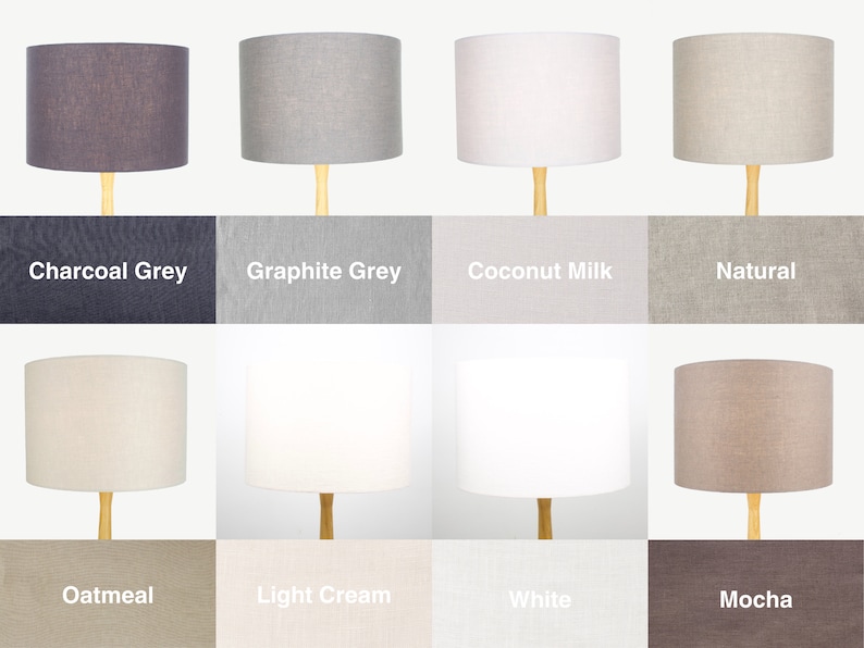 Linen Lampshades, UNO Drum Lamp Shades in 20cm 25cm 30cm 40cm Diameter for Table, Floor or Ceiling Light Shades image 5