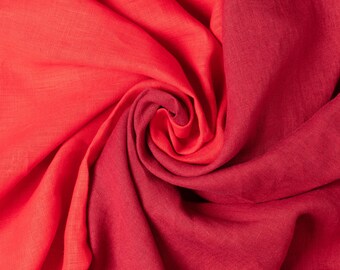 Washed Pure Bright Red Linen Fabric, OEKO-TEX® Certified, 205 gsm