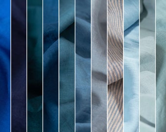 Blue Linen Fabrics by the Metre, Washed Softened Lithuanian Linen Fabric, 205 gsm, 145cm (57") Width, OEKO-Tex Certified