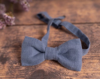 Dusty Blue Linen Bow Tie