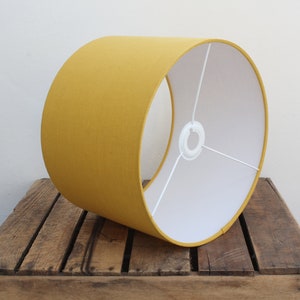 Linen Yellow Lampshades, Linen Lampshade for Table Lamp, Floor or Pendant Ceiling Light Shade, Yellow UNO Drum Lampshade 20cm 30cm 40cm image 7