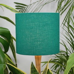 Emerald Green Linen Lampshade - Modern UNO Drum Shade for Table, Floor, or Ceiling Light - 20cm, 30cm, 40cm Sizes