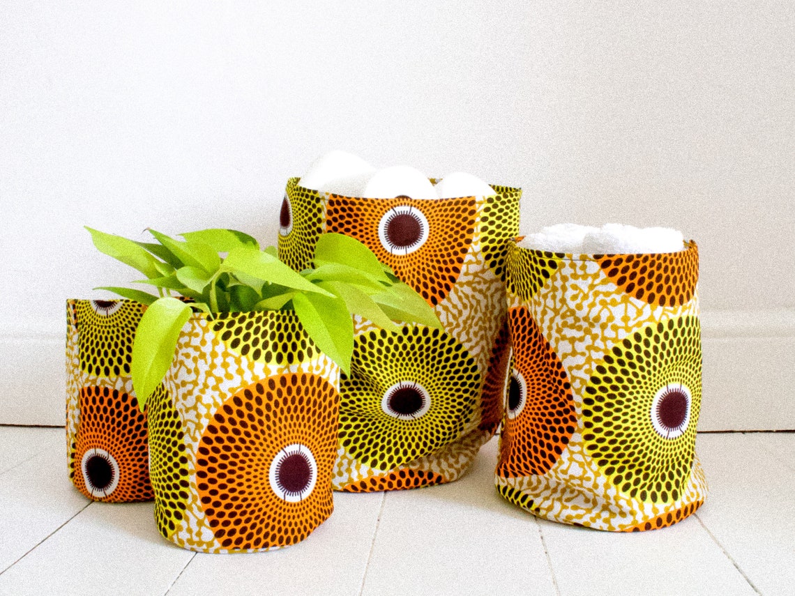 Cesta de almacenamiento de tela de impresión africana bolsa | Etsy