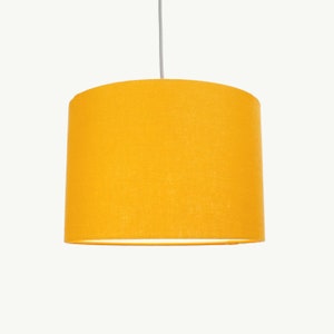 Linen Yellow Lampshades, Linen Lampshade for Table Lamp, Floor or Pendant Ceiling Light Shade, Yellow UNO Drum Lampshade 20cm 30cm 40cm image 4