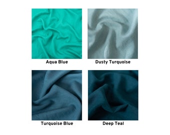 Turquoise Linen Fabrics by the Metre, Stonewashed Softened Lithuanian Linen Fabric, 205 gsm, 145cm (57") Width, OEKO-Tex Certified