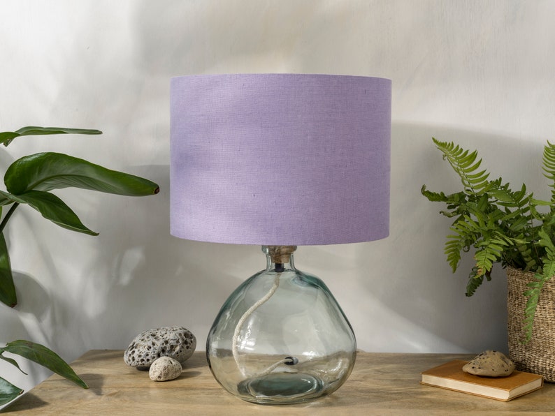 Abat-jour lin lavande, abat-jour violet tambour pour lampe de table, lampadaire ou abat-jour de plafonnier image 5