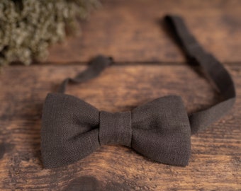 Graphite Grey Linen Bow Tie